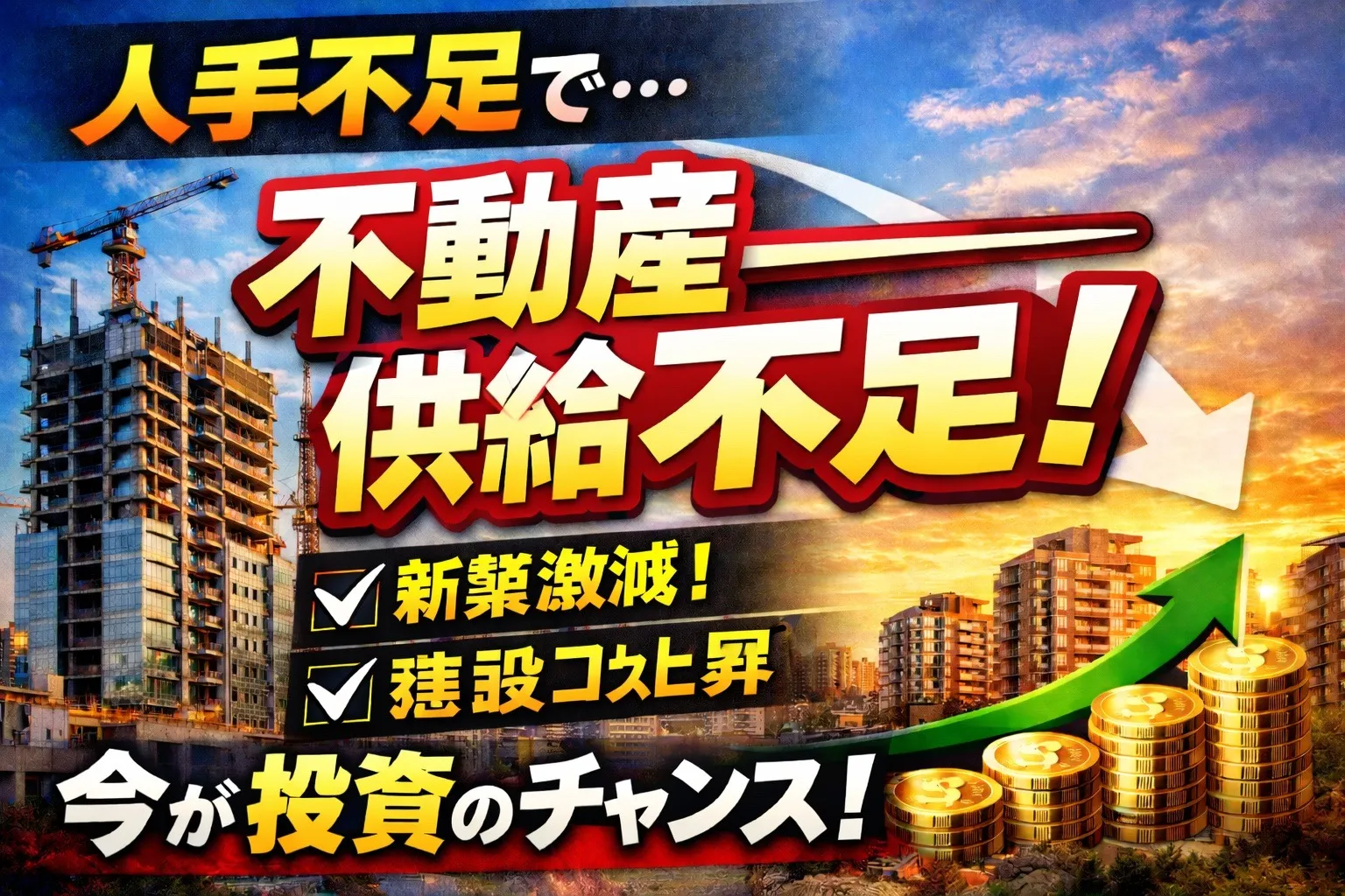 【YouTube新聞】人手不足深刻化、供給減で価格上昇待ったなしの不動産市況